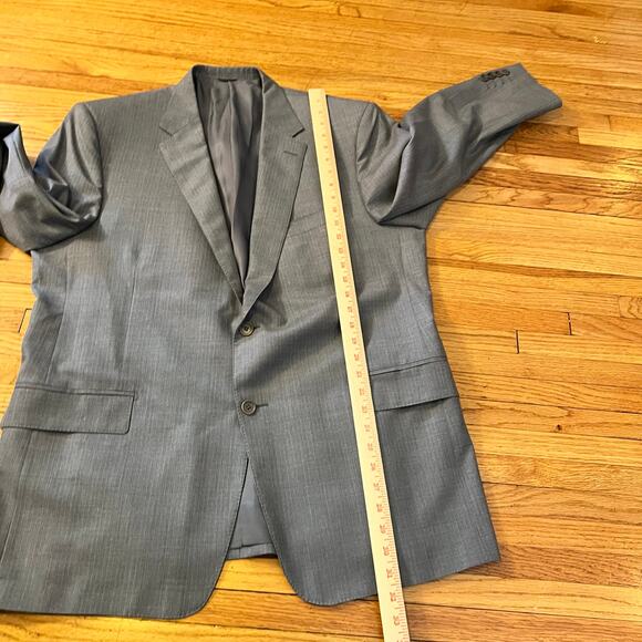 ENZO Sport Coat Mens 44 Striped Two Button Double Vented Blazer Gray - Picture 10 of 12